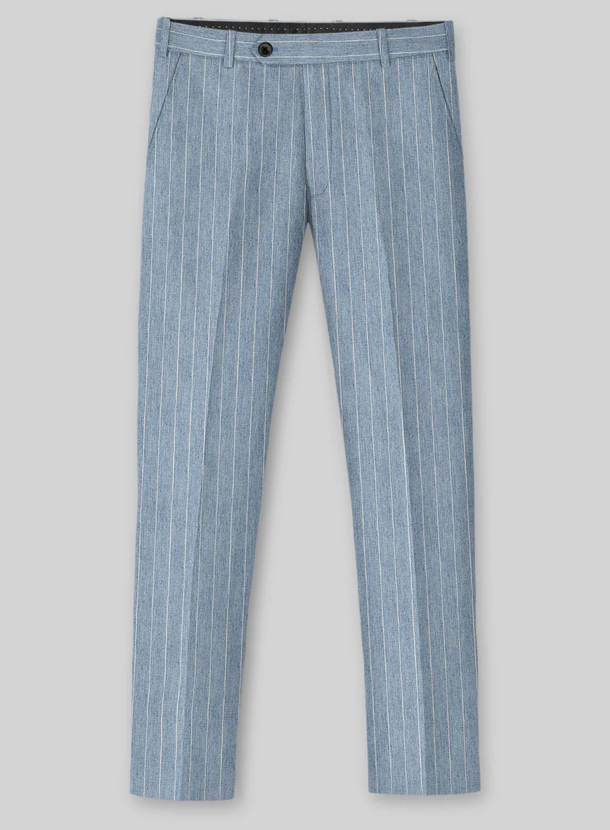Solbiati Light Blue Stripe Linen Pants - Image 2