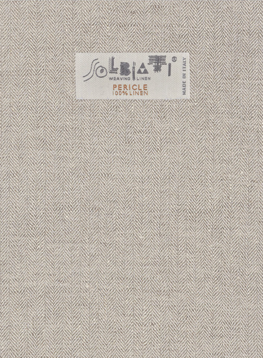 Solbiati Light Brown Herringbone Linen Jacket - Image 3