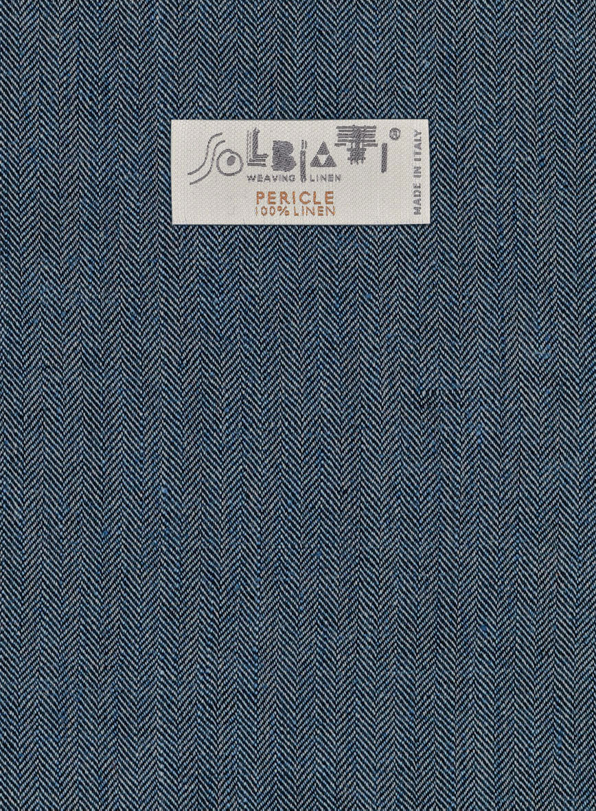 Solbiati Mid Blue Herringbone Linen Jacket - Image 3