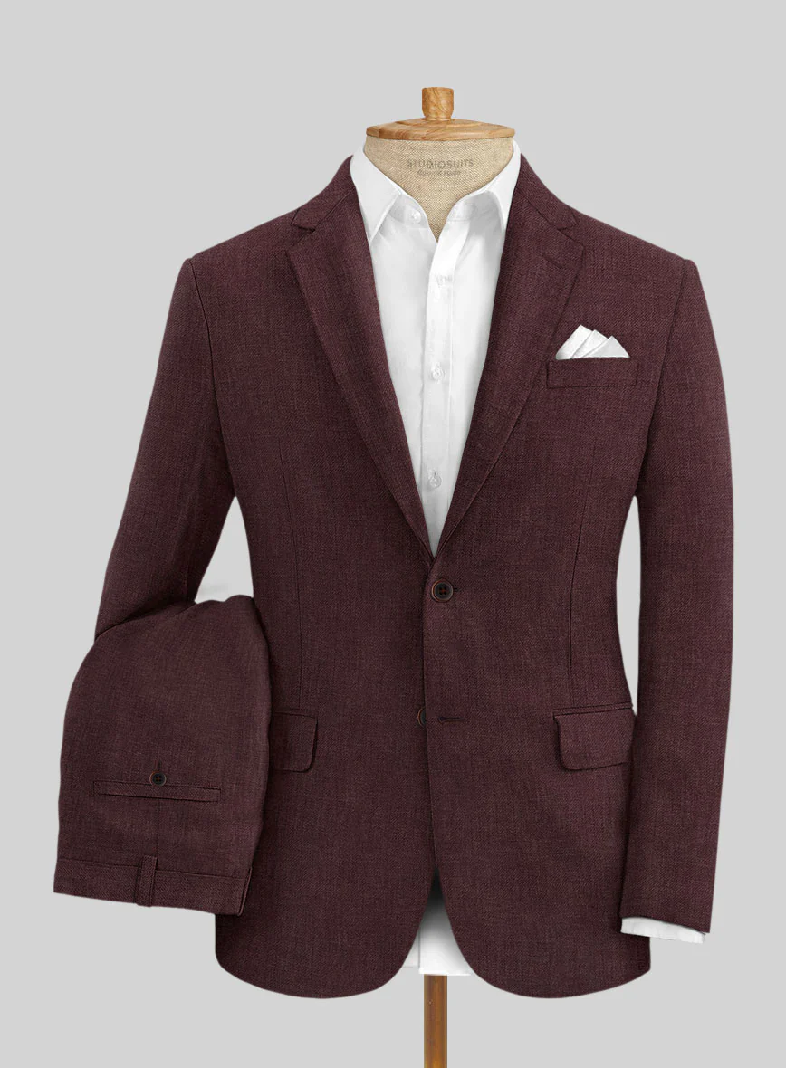 Solbiati Pericle Wine Linen Suit - Image 2