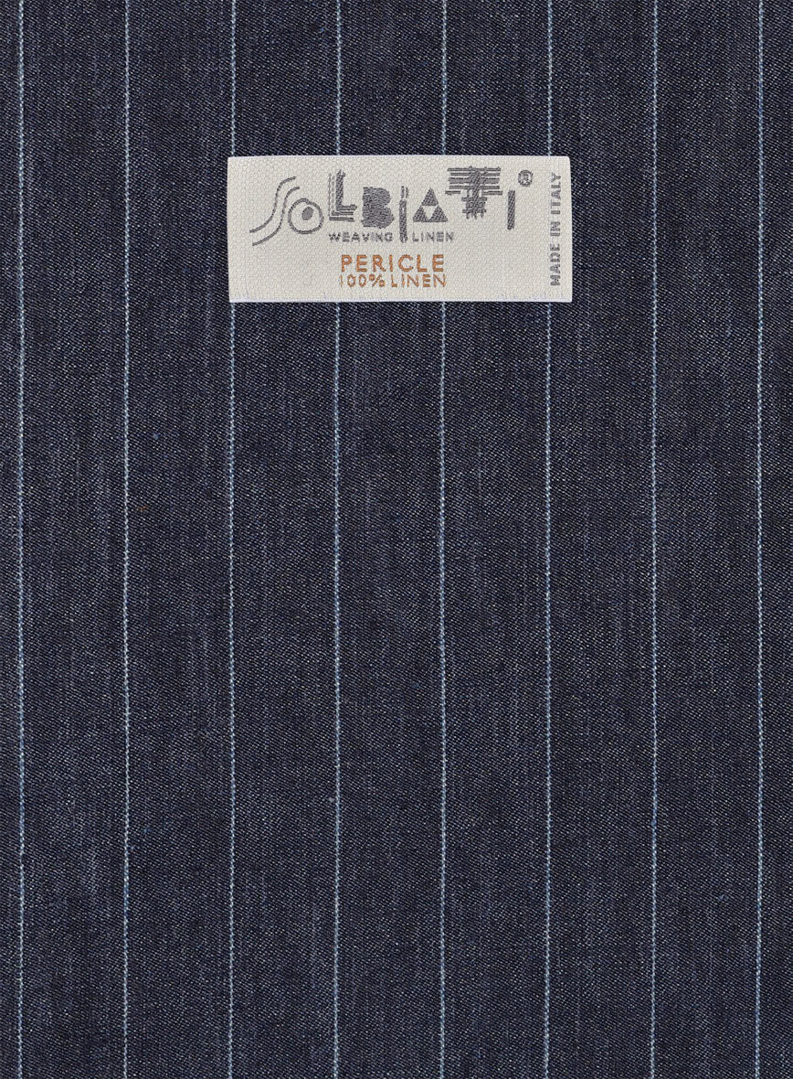 Solbiati Regal Blue Stripe Linen Pants - Image 4