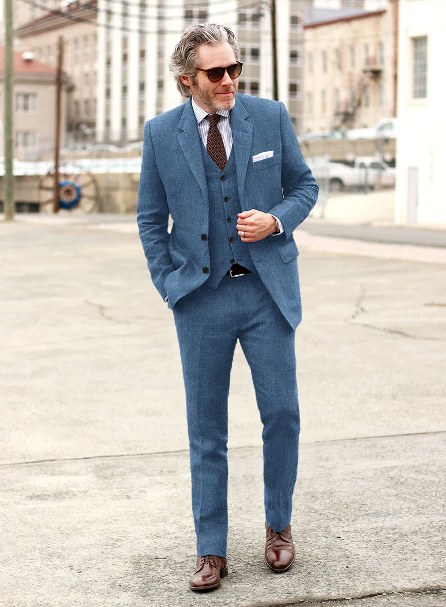 Solbiati Twill Stone Blue Linen Suit - Image 2