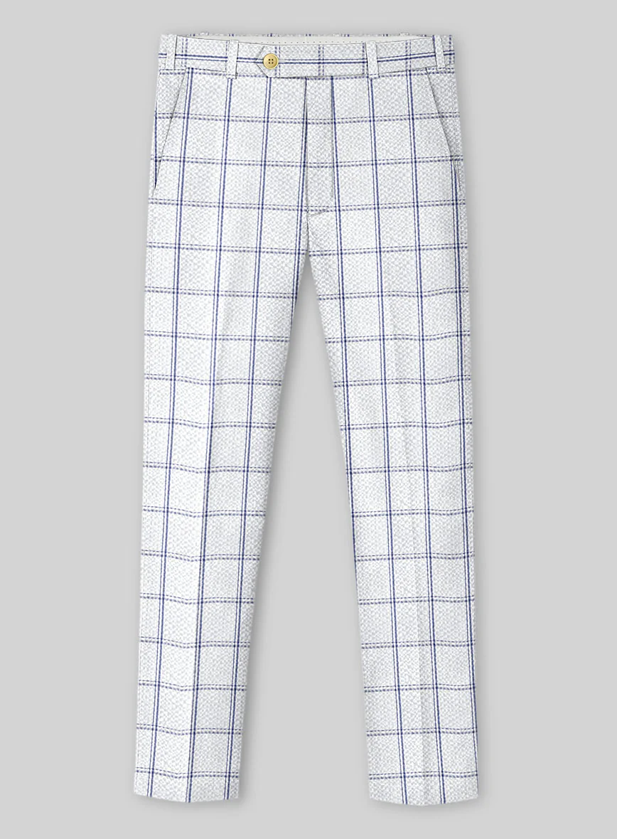 Solbiati White Checks Seersucker Pants - Image 2