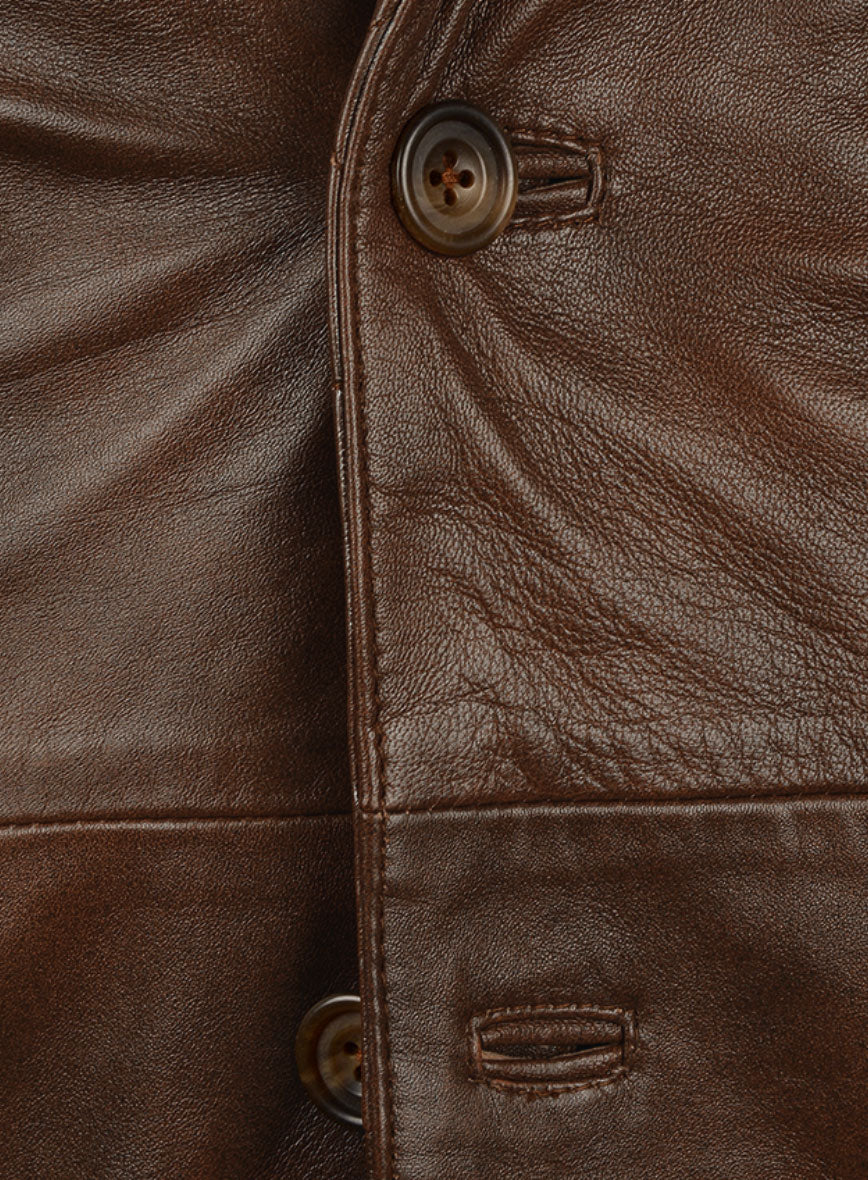 Spanish Brown Harper Leather Blazer - Image 4