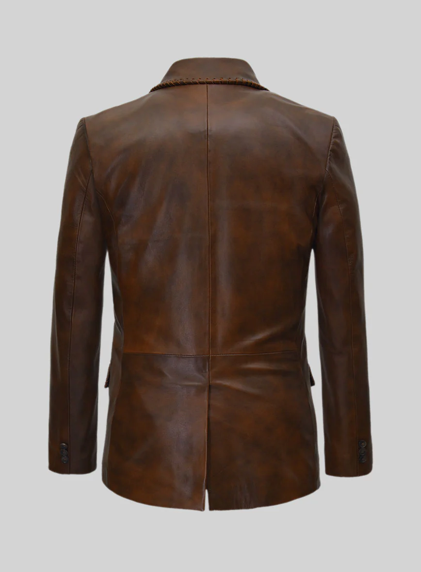 Spanish Brown Medieval Leather Blazer - Image 3