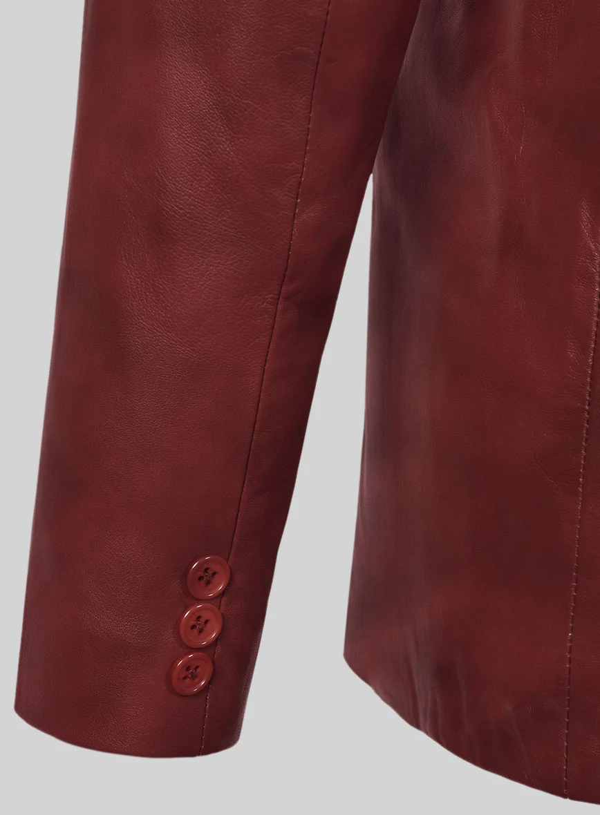 Spanish Red Leather Pea Coat - Image 4