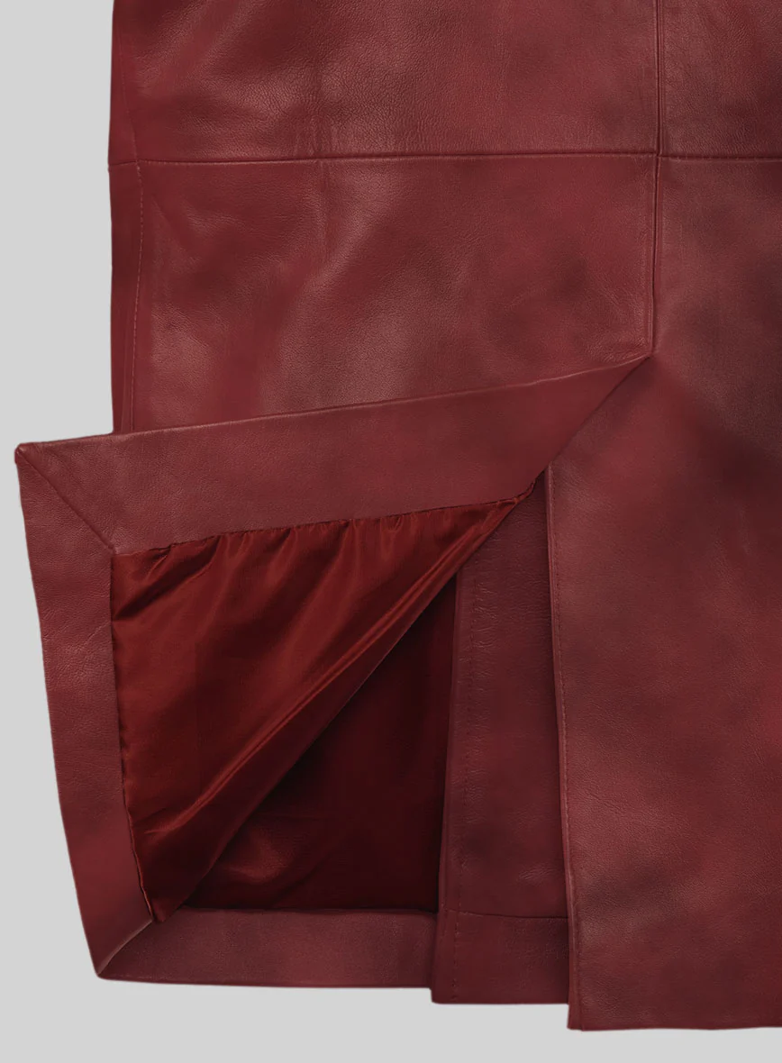 Spanish Red Leather Pea Coat - Image 5