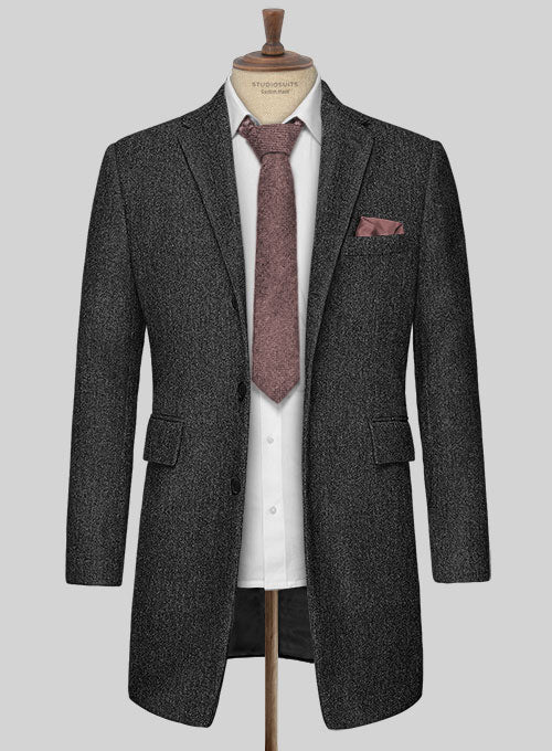 Stone Charcoal Tweed Overcoat - Image 3