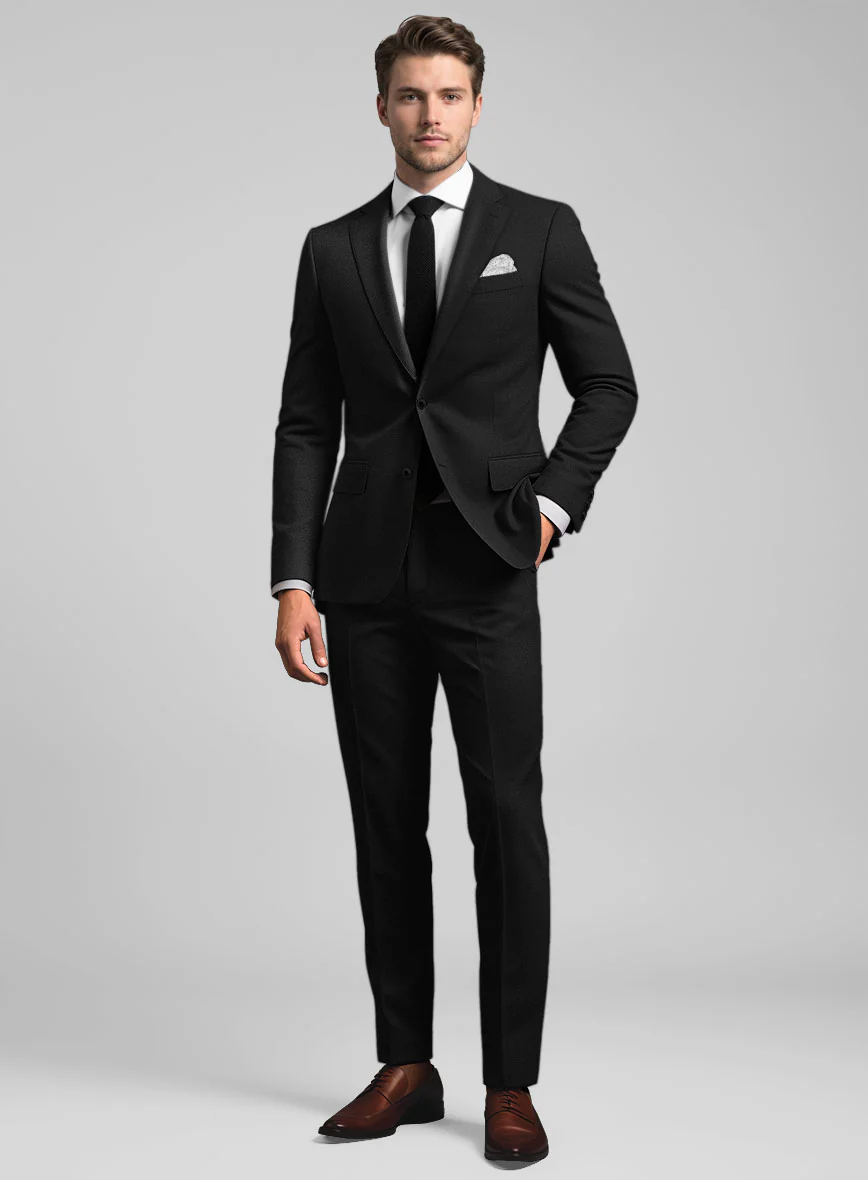 Stretch Black Wool Suit