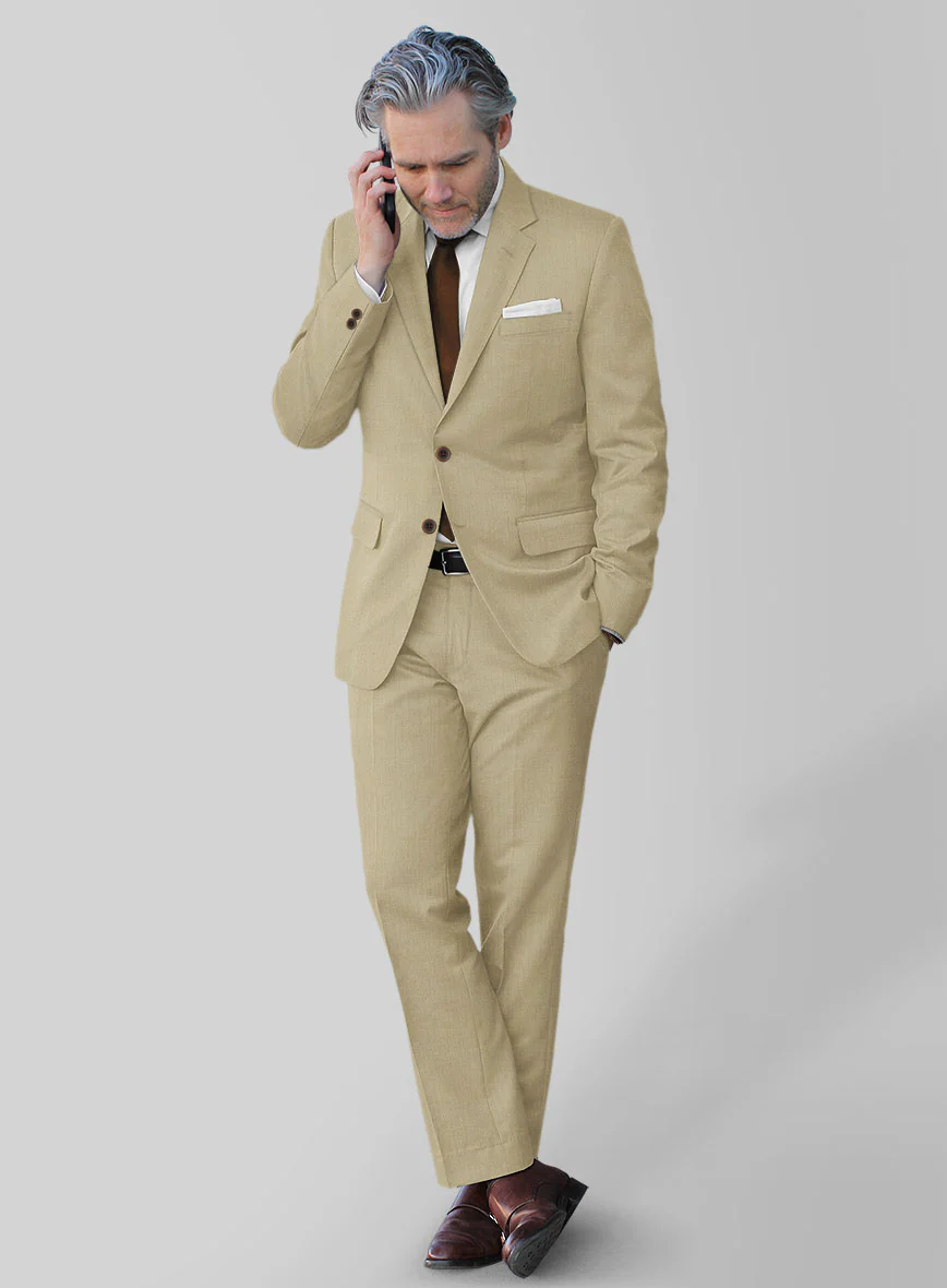 Stretch Khaki Wool Suit - Image 2
