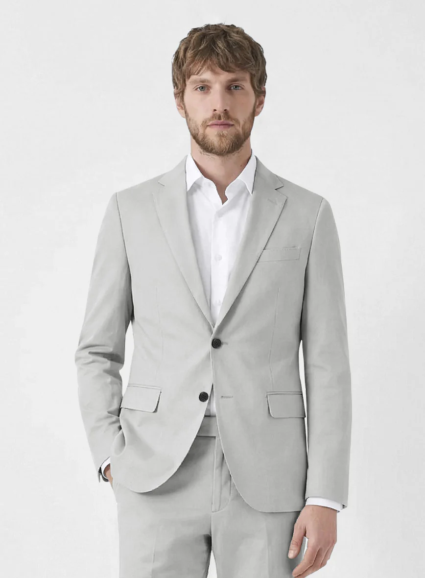 Stretch Summer Light Gray Chino Jacket - Image 2