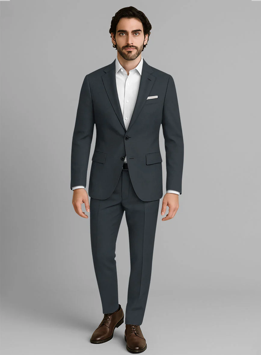 Stretch Summer Navy Blue Chino Suit