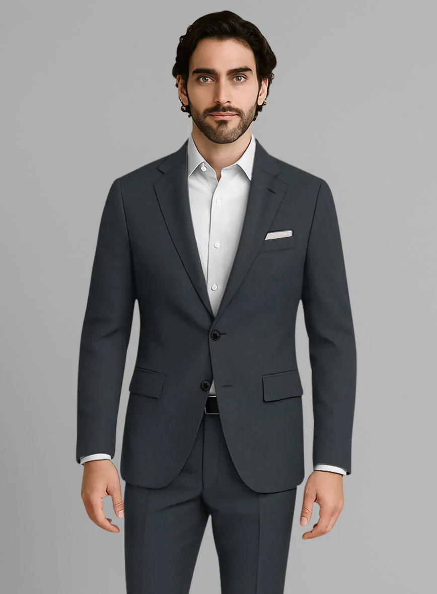 Stretch Summer Navy Blue Chino Suit - Image 3