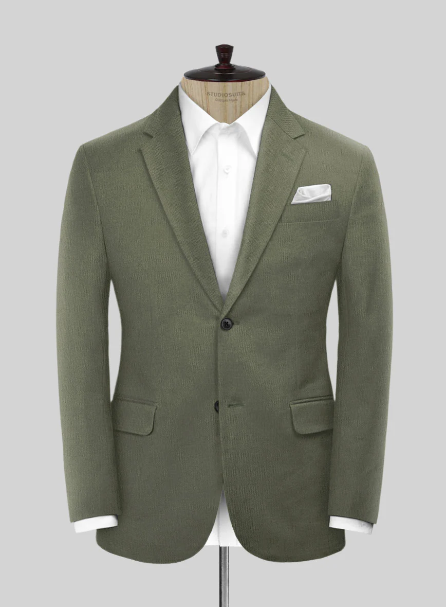 Stretch Summer Olive Green Chino Suit - Image 5