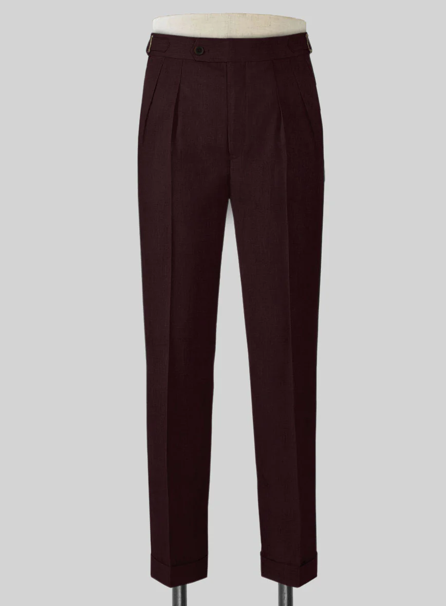 Stretch Wine Wool Highland Trousers