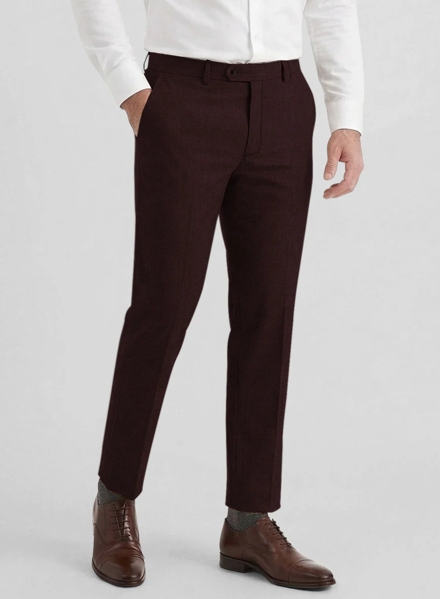 Stretch Wine Wool Pants