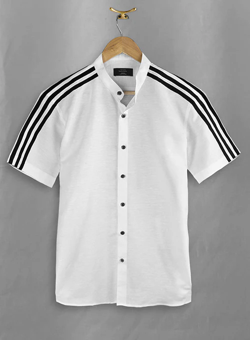 Stripy White and Black Linen Shirt