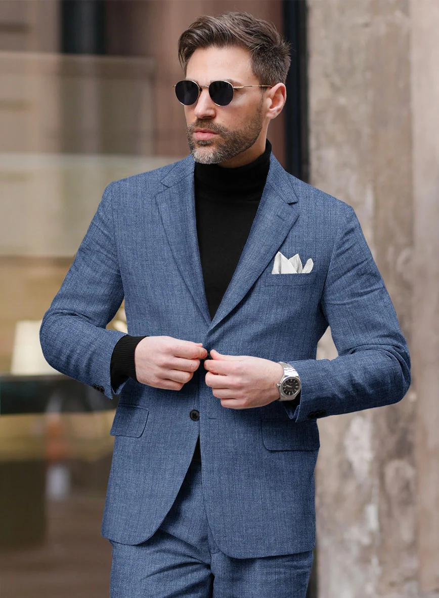 Stylbiella Spring Smoked Blue Linen Jacket - Image 2