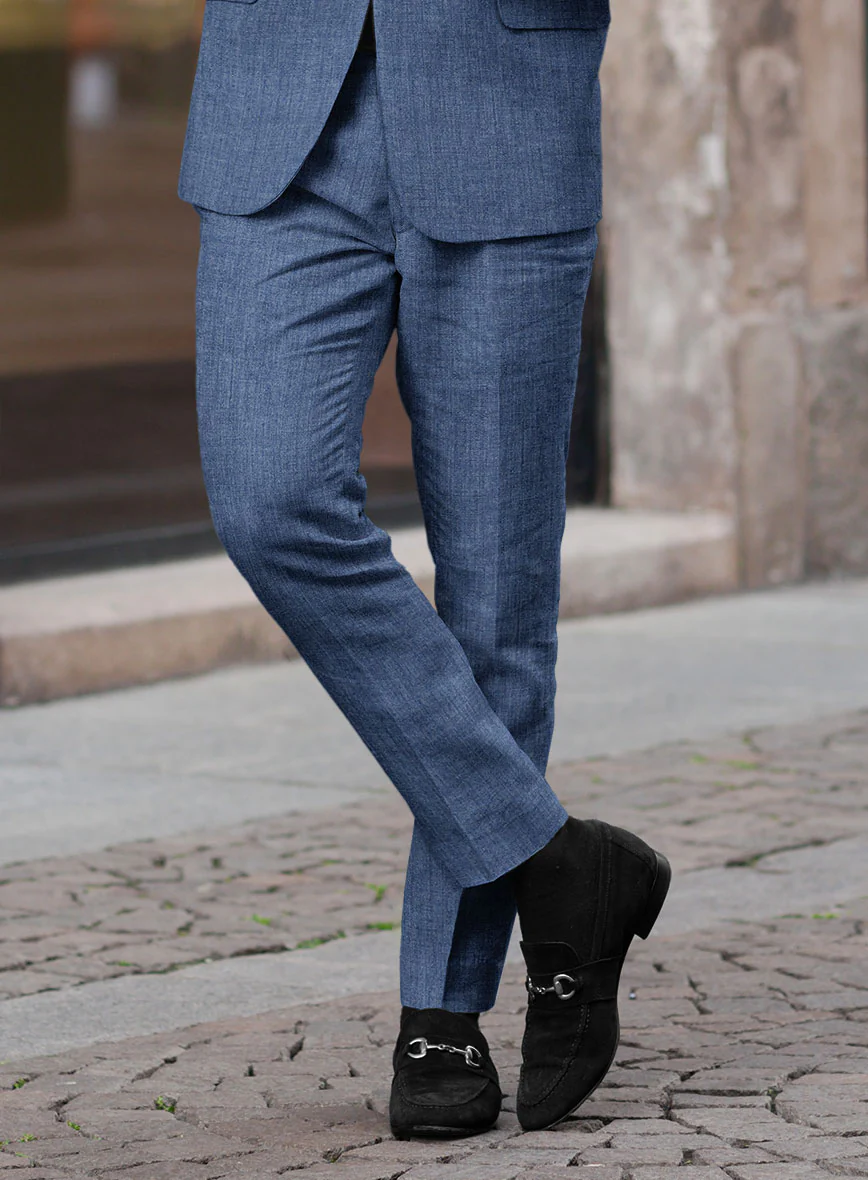 Stylbiella Spring Smoked Blue Linen Pants - Image 2