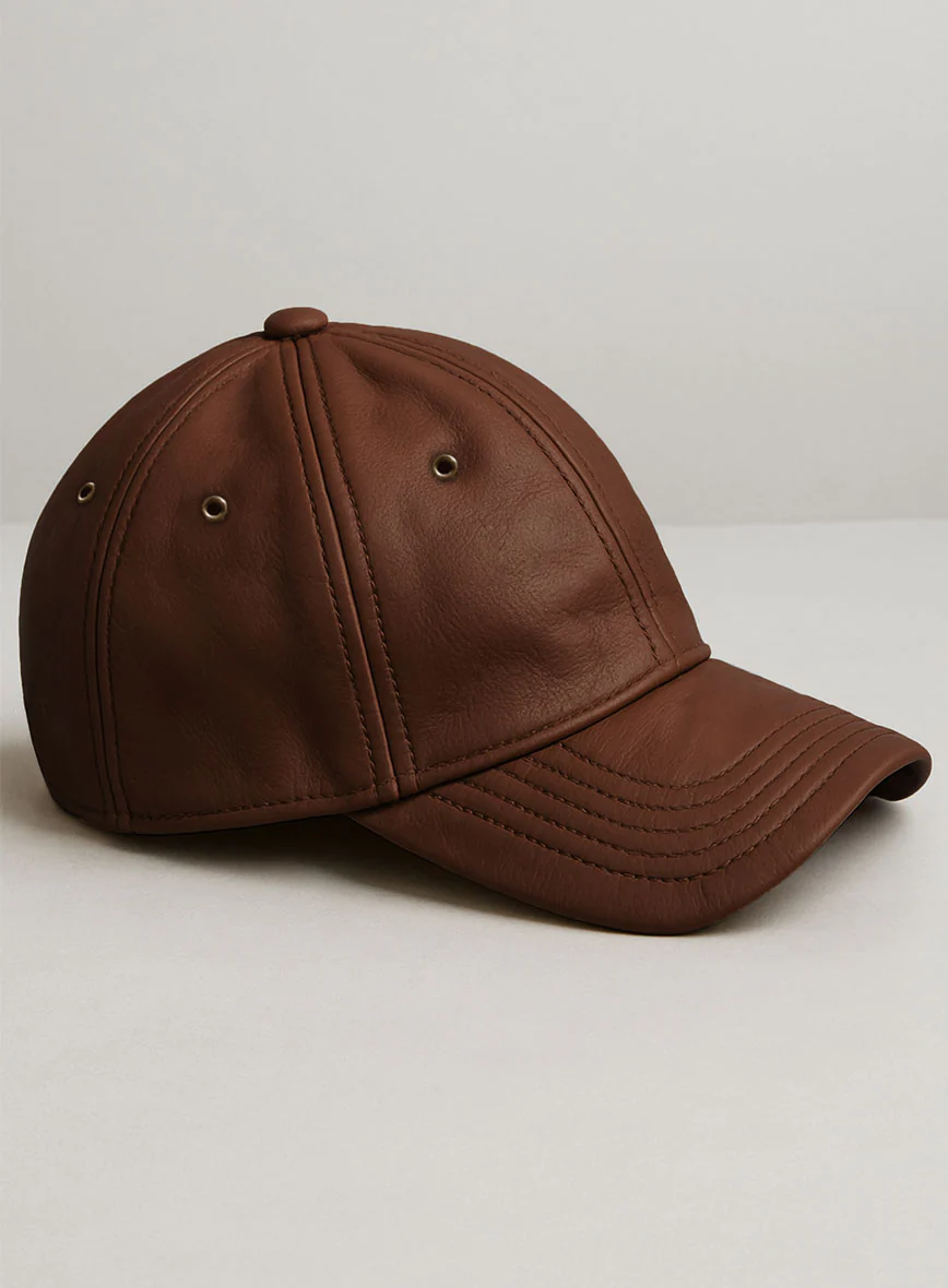 Tan Brown Leather Sport Cap