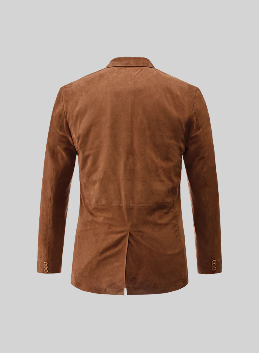 Tan Brown Suede Leather Blazer - Image 2