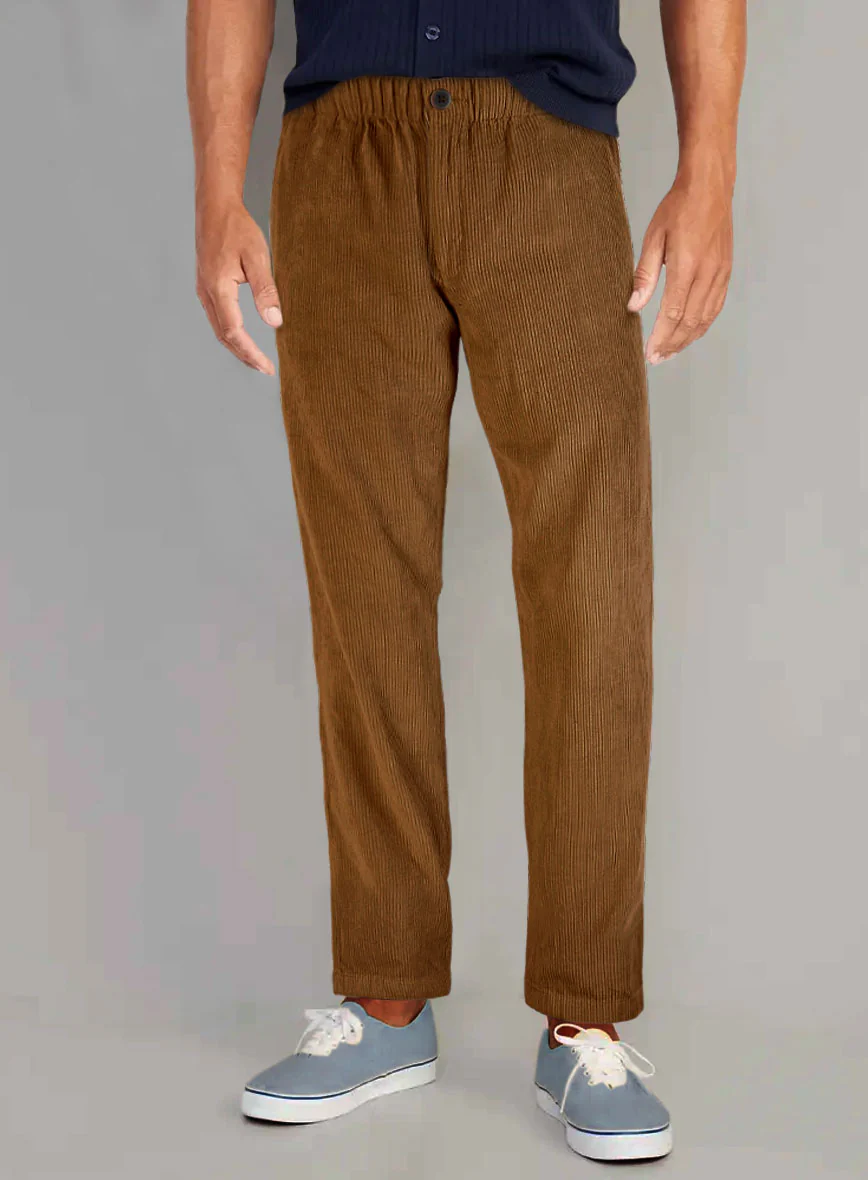 Tan Stretch Pin Corduroy Easy Pants - Image 2