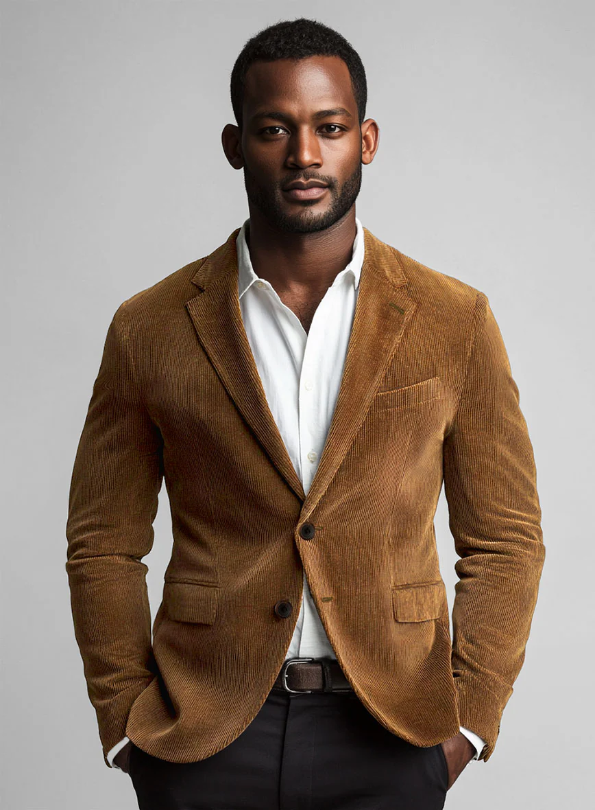 Tan Stretch Pin Corduroy Jacket - Image 2