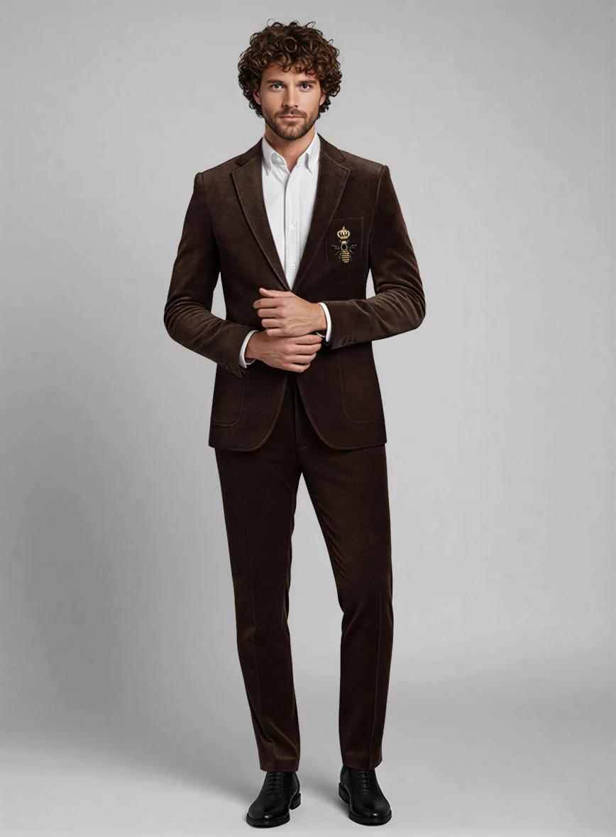 The Golden Bee Brown Velvet Suit