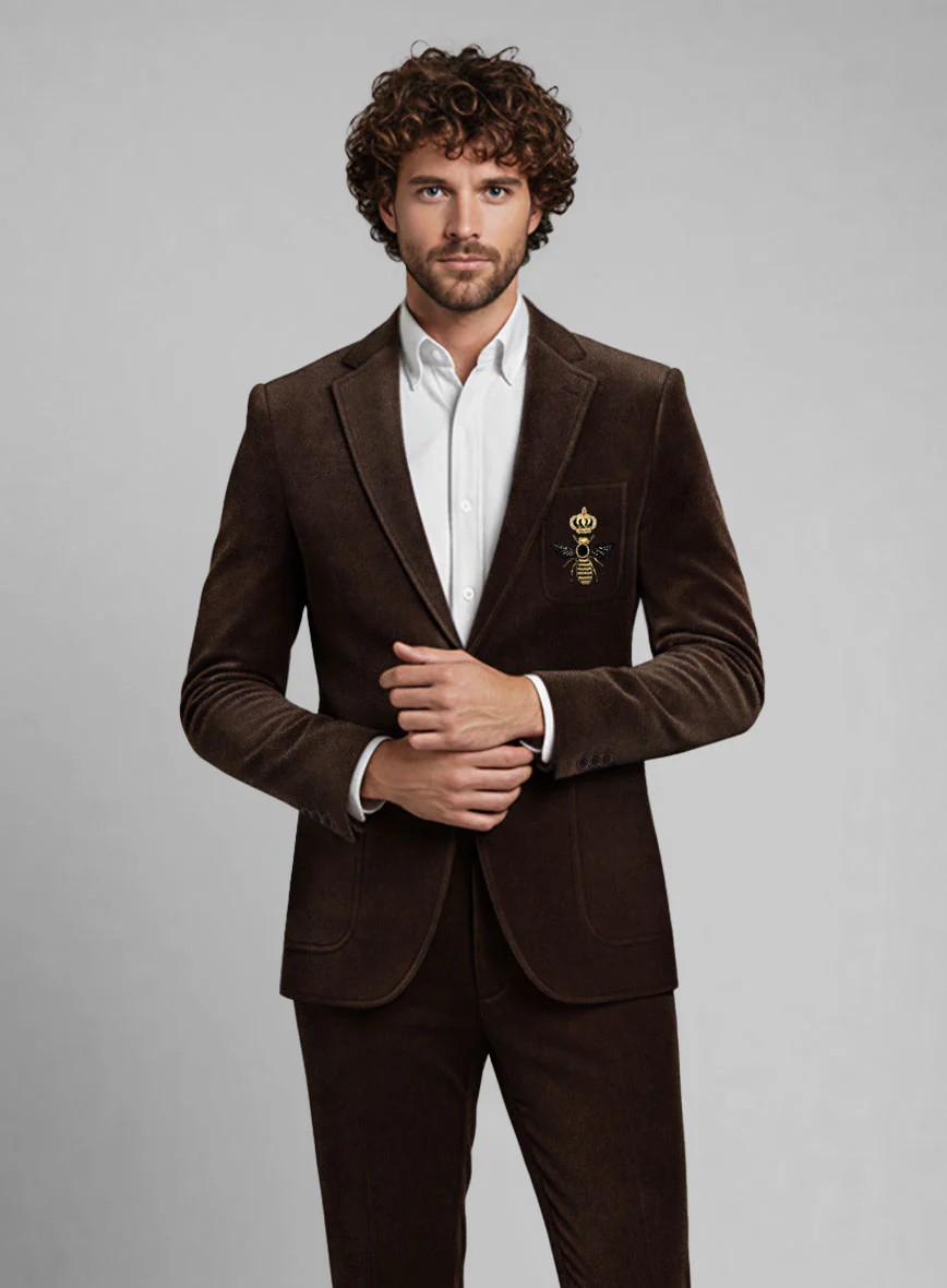 The Golden Bee Brown Velvet Suit - Image 3