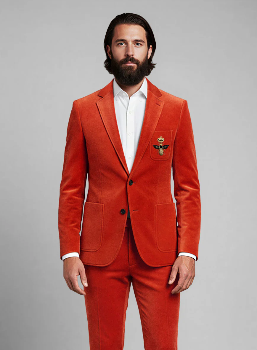 The Golden Bee Kingsman Orange Velvet Suit - Image 3