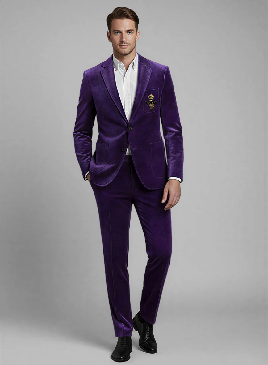 The Golden Bee Purple Velvet Suit