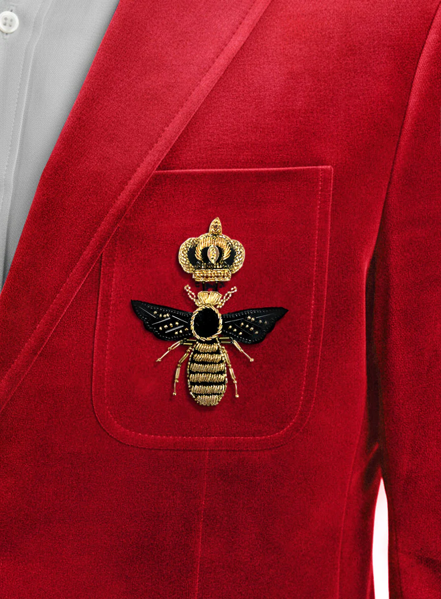 The Golden Bee Red Velvet Jacket - Image 3
