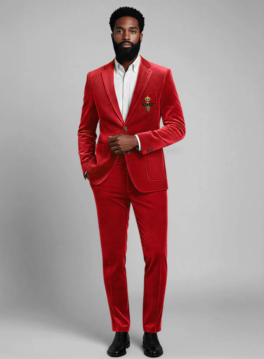 The Golden Bee Red Velvet Suit