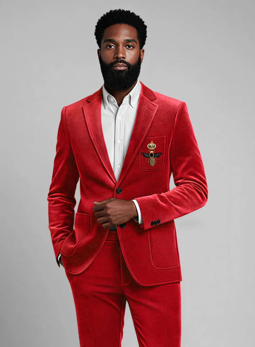 The Golden Bee Red Velvet Suit - Image 3