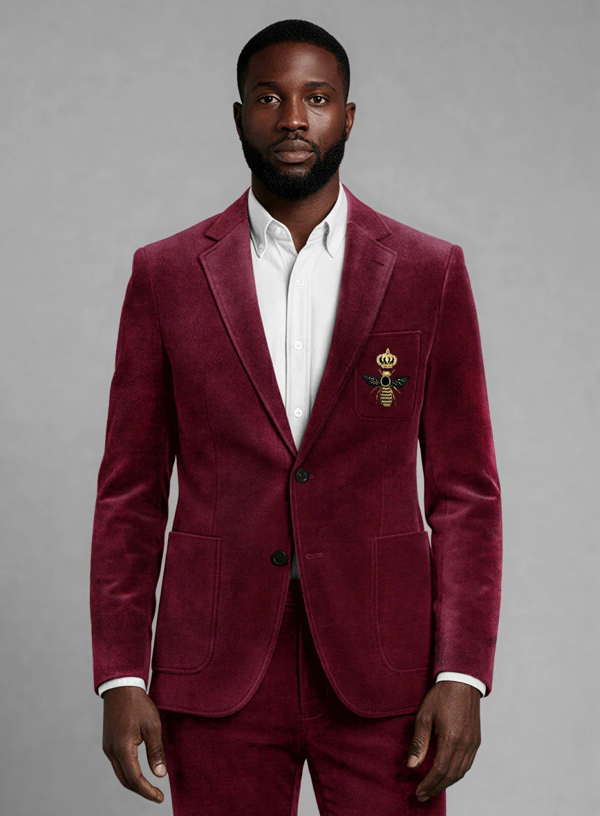 The Golden Bee Wine Velvet Suit - Image 3