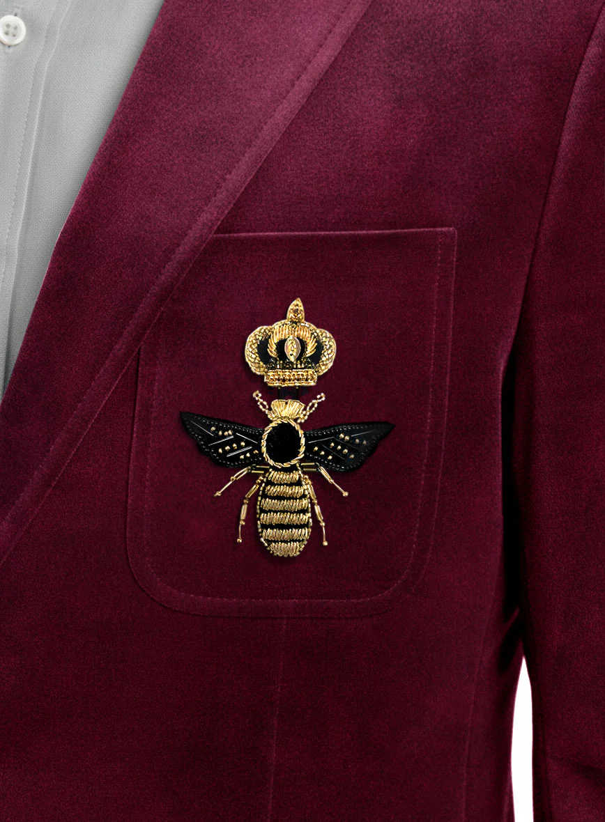 The Golden Bee Wine Velvet Suit - Image 4