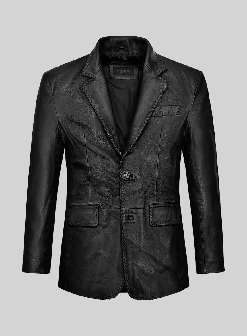 Thick Goat Black Washed & Wax Medieval Leather Blazer
