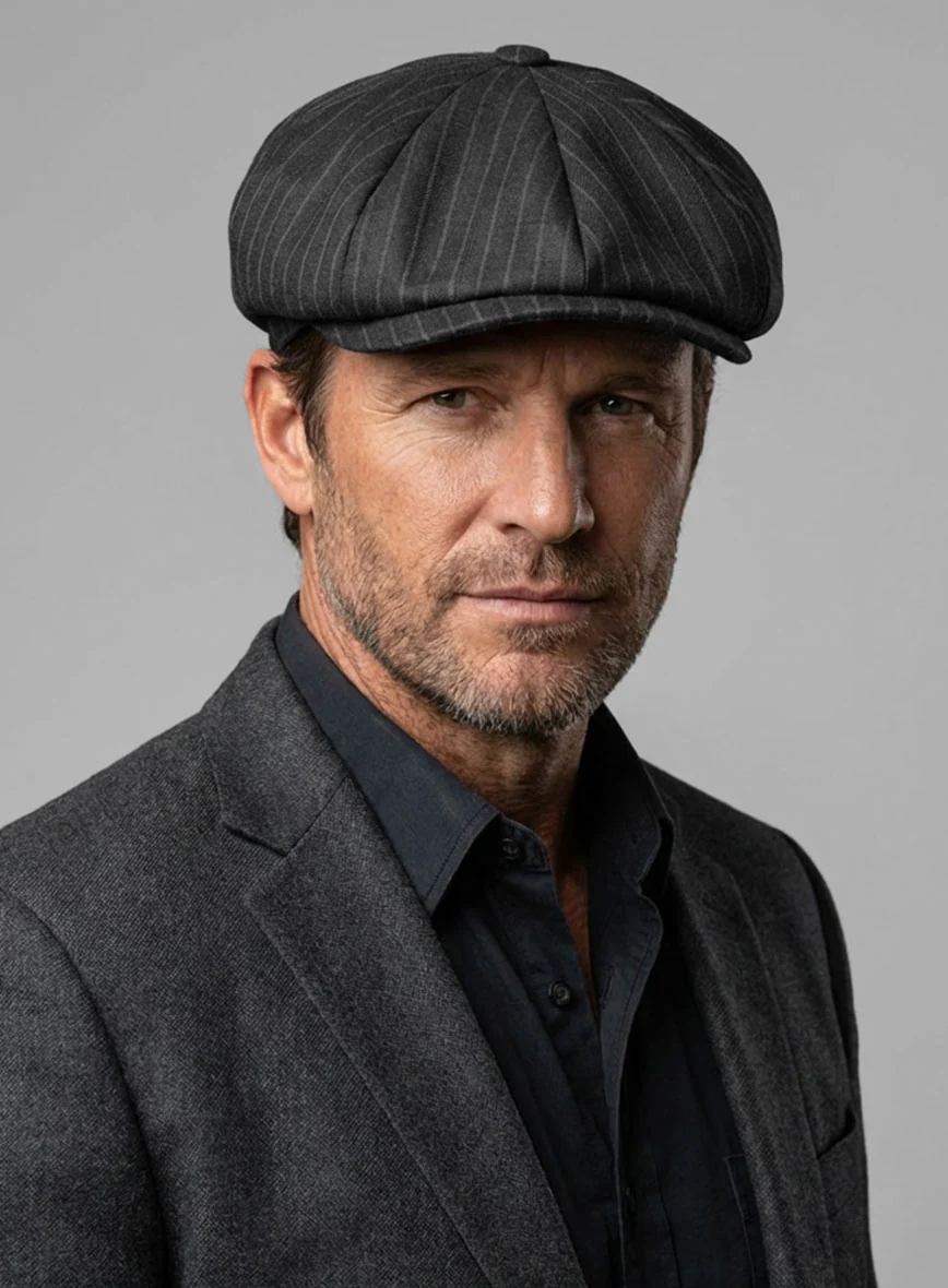 Thomas Shelby Peaky Blinders Black Wool Newsboy Cap - Image 2