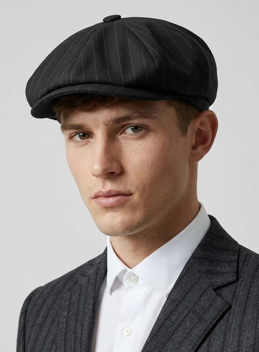 Thomas Shelby Peaky Blinders Charcoal Wool Newsboy Cap - Image 2