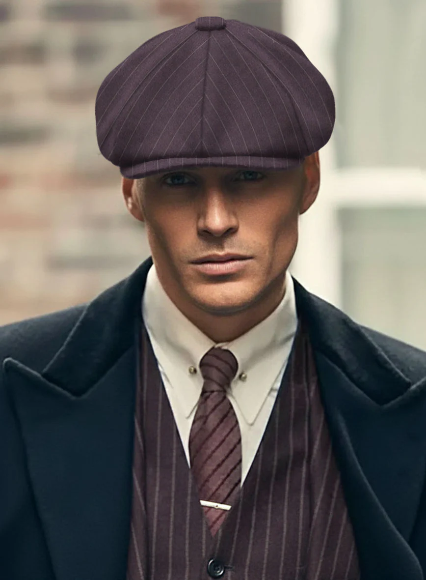 Thomas Shelby Peaky Blinders Wine Wool Newsboy Cap - Image 2