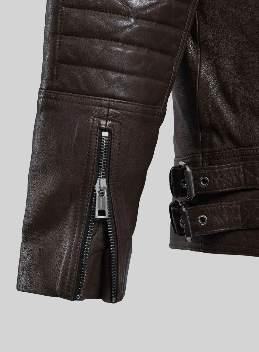Thunderbolt Brown Moto Leather Jacket - Image 5