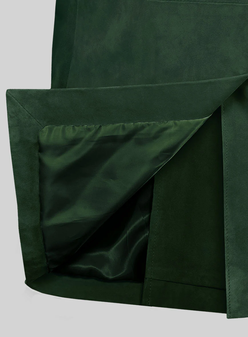 Timber Green Suede Leather Pea Coat - Image 3