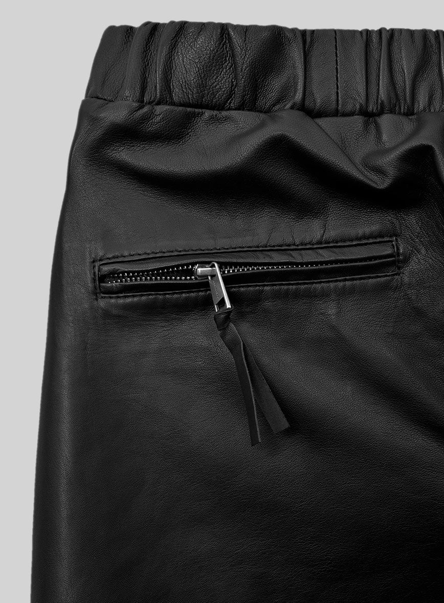 Traverse Black Leather Joggers - Image 2