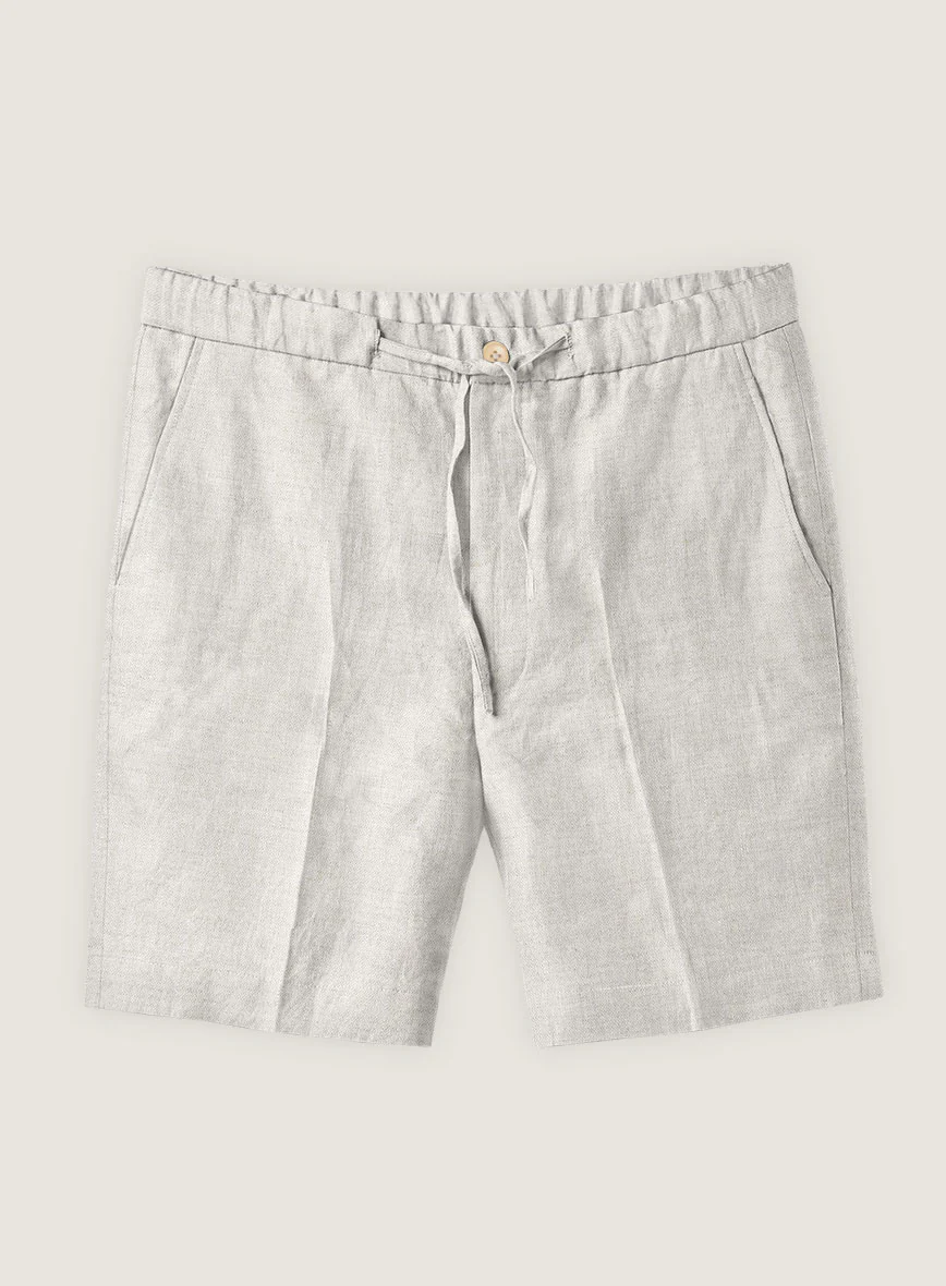 Tropical Beige Pure Linen Shorts