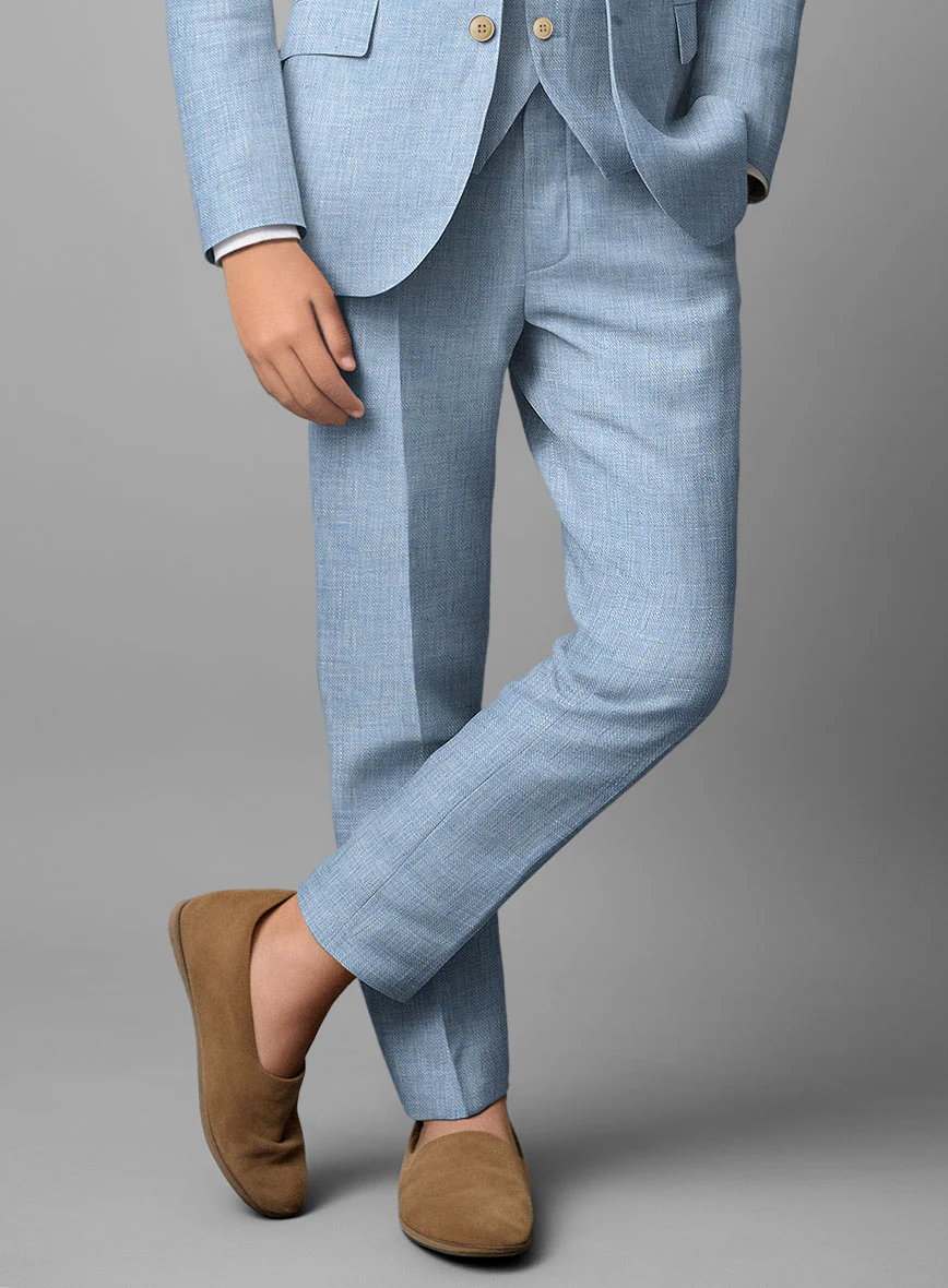 Tropical Blue Linen Boys Suit - Image 5