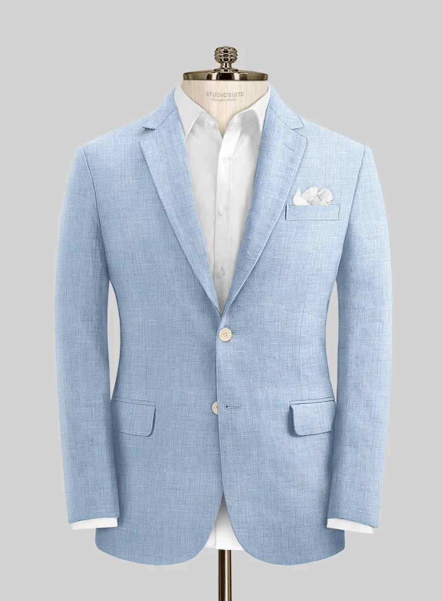 Tropical Blue Linen Jacket - Image 2
