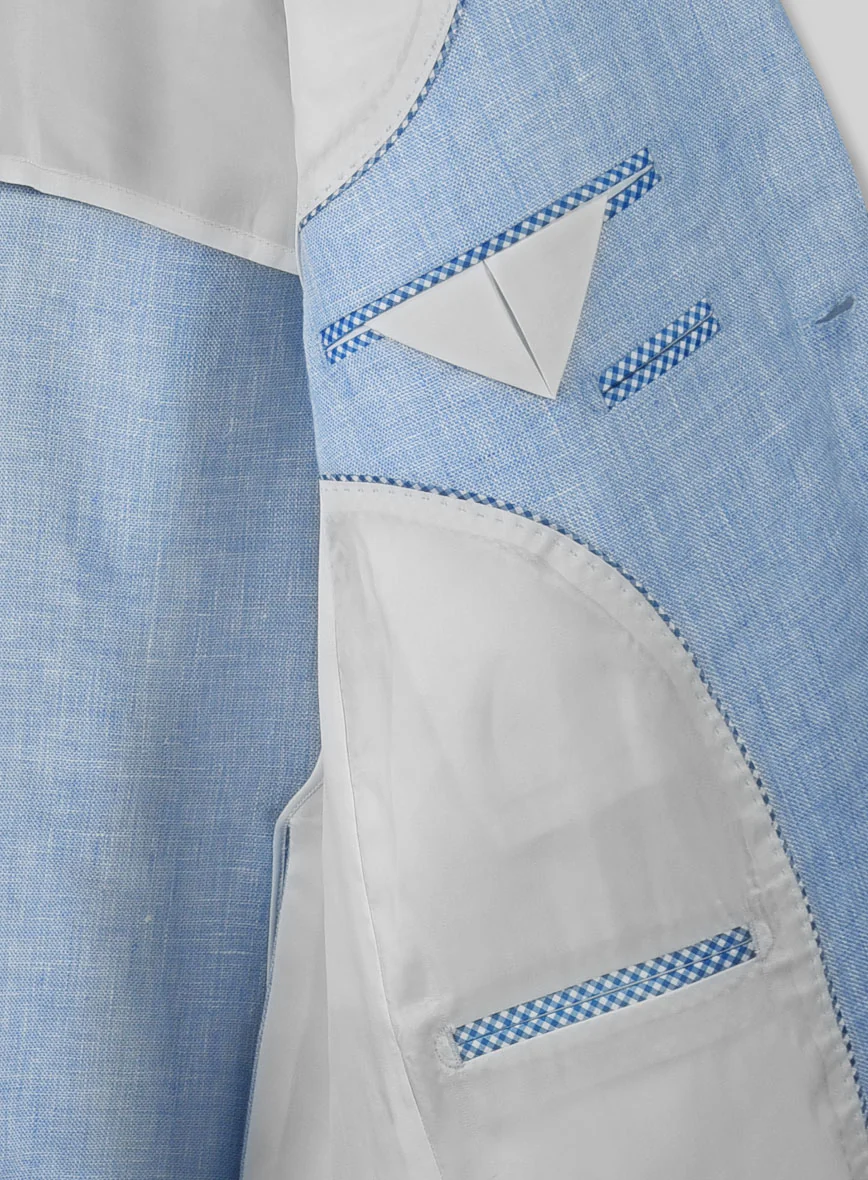 Tropical Blue Linen Jacket - 42 Regular - Image 4