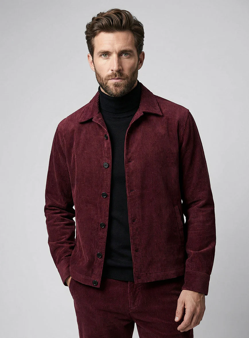 Trucker Berry Wine Corduroy Shirt