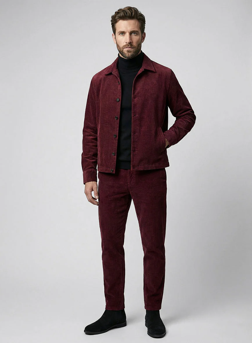 Trucker Berry Wine Corduroy Shirt - Image 3