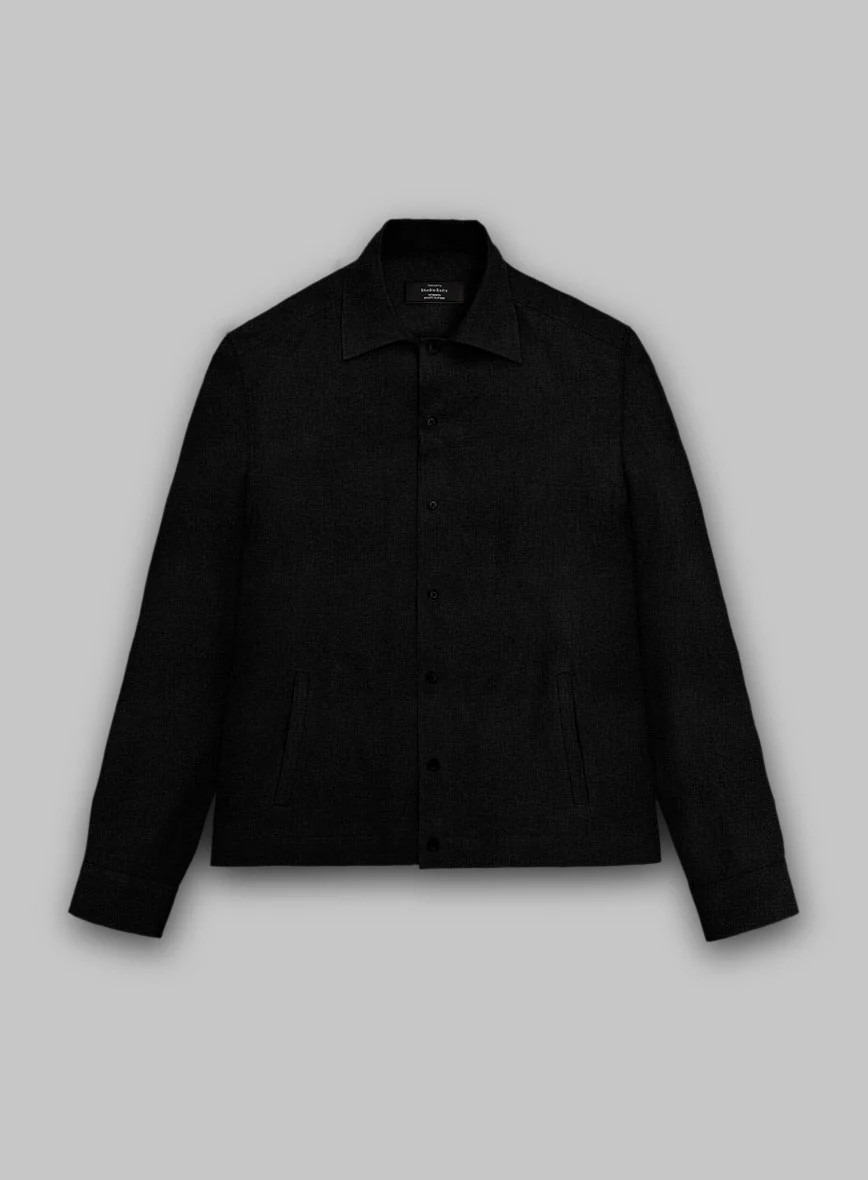 Trucker Black Linen Shirt